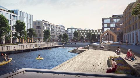 Havainnenäkymä Näsisaaren bussipysäkille.