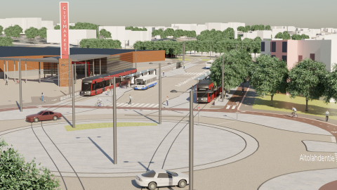 Haiavinnekuva ratikasta Linnainmaan päätepysäkillä