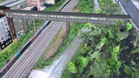 Santalahden ylikäytäväsilta havainnekuvassa.