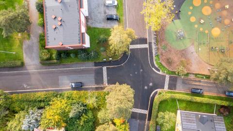 Ilmakuva Talvitien ja Härmälänkadun liittymän korotuksesta.