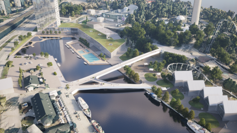 Mustalahden yli haarautuva Särkänsilta