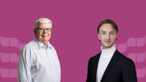 Pormestari Kalervo Kummola ja kaupunginvaltuuston puheenjohtaja Ilmari Nurminen.