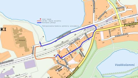 Pyöräilyn ja jalankulun kiertoreitti Tohlopinrannassa 2024.