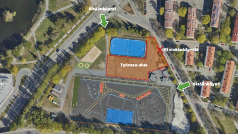 Kartta Kalevan liikuntapuistosta.