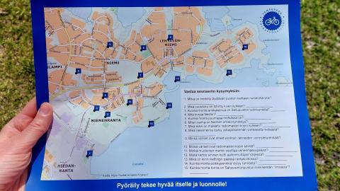 Pyöräilykartta Lentävänniemen ja Niemenrannan alueelle.