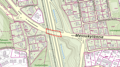 Vuohenojan risteyssilta kartalla.