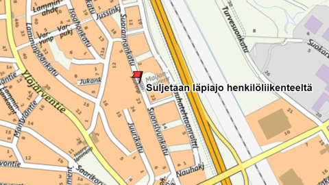 Suonsivunkatu ja Suorannankatu suljetaan läpiajolta