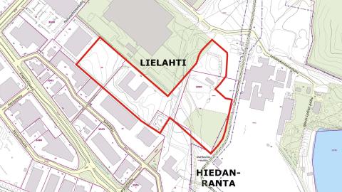 Asemakaava-alue rajattuna kartalle.