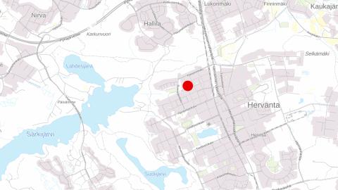 Kartalla näkyy Kanjonin koulun sijainti Tampereella.