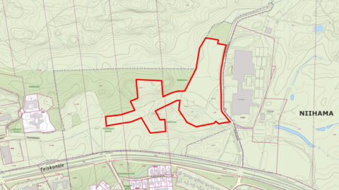 Kaupinlaakson puunkaatoalue tammikuussa 2025 kartalla