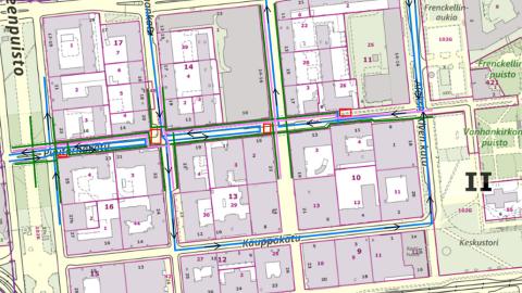 Access routes in Puutarhakatu.