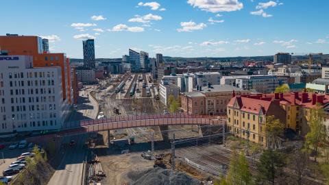 Ilmakuvassa näkyy uusi Erkkilän silta osana Tammelan ja Kyttälän maisemaa.
