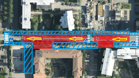 Hatanpään puistokuja traffic arrangements in the picture.