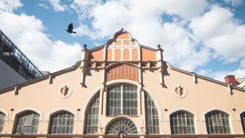 Tampere Market Hall, seen from the outside on a summer’s day.