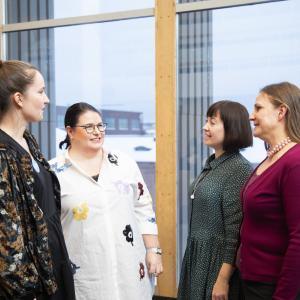 Peltolammi-Multisilta lähiöohjelman toimijat Henna Kuitunen, Maarit Vainikka, Sini Lempinen ja Jaana Nevalainen ryhmäkuvassa.. ja 