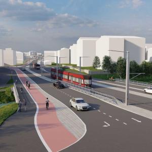 Härmälänojan uusi silta havainnekuvassa.