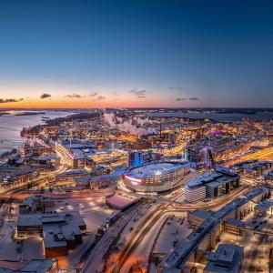 Ilmakuvassa Tampereen keskustaa ja Nokia Arena