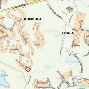 Kumpulanpuiston sijainti ympyröitynä punaisella kartalla.