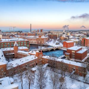 Frenckellin tiilimaisemat taivaalta kuvattuna.