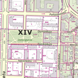 Osmonpuiston puunkaatotyön kohta kartalla.