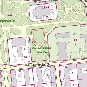 Pyynikin kirkkopuiston leikkipaikan karttakuva.