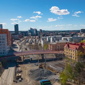 Ilmakuvassa näkyy uusi Erkkilän silta osana Tammelan ja Kyttälän maisemaa.