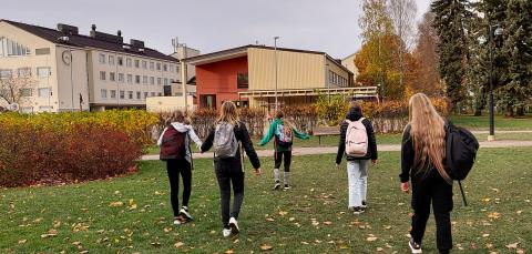 Students on their way to school.