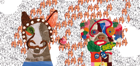 Graafinen aasi ja koira.