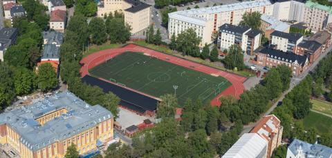 Pyynikin urheilukenttä ilmasta käsin kuvattuna.