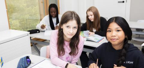 Perusopetuksen oppilaita tunnilla.