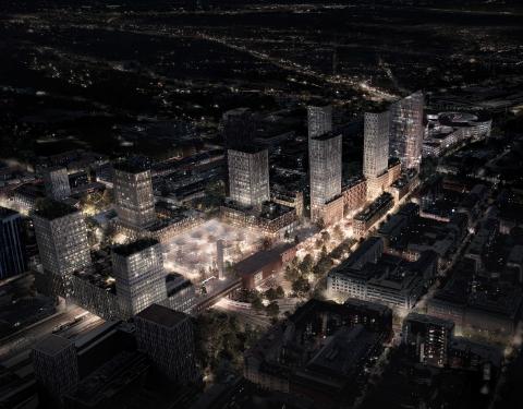 Tornitaloja rautatieaseman ympäristössä ja henkilöratapihan yllä