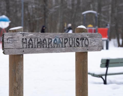Haiharanpuisto talvella