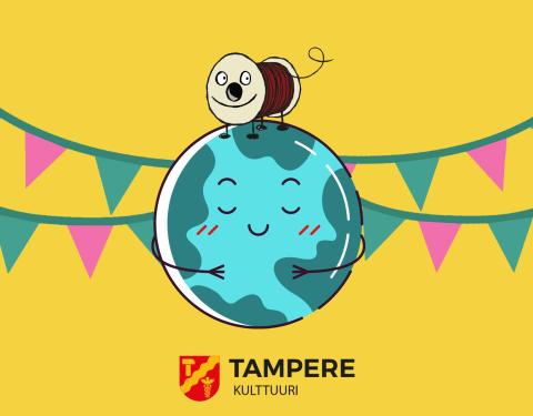 Rulla-hahmo ison maapallon päällä- 