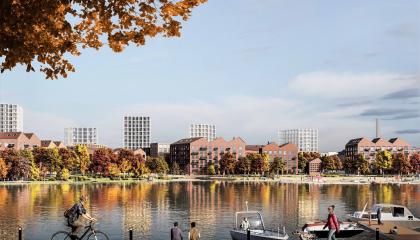 Viinikanlahden kaupunginosan syksyisessä maisemassa Ratinasta katsottuna. 