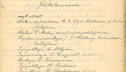 Ote työväenopiston toimintakertomuksesta. Vanhaa kaunokirjallista tekstiä.