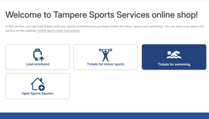 Screencapture of sport services online shop front page.