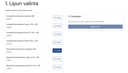 Ruutukaappaus liikunnan verkkokaupasta, Lisää-painike aktivoituna.