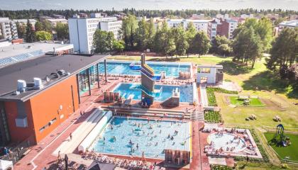 Tampereen maauimala ilmasta käsin.