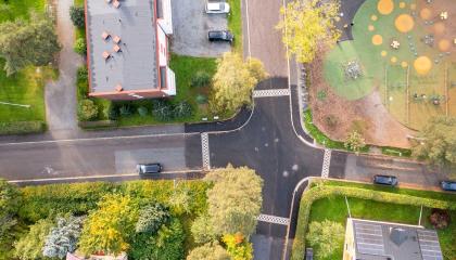 Ilmakuva Talvitien ja Härmälänkadun liittymän korotuksesta.