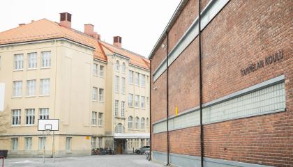 Yleiskuvassa kaksi koulurakennusta vierekkäin.