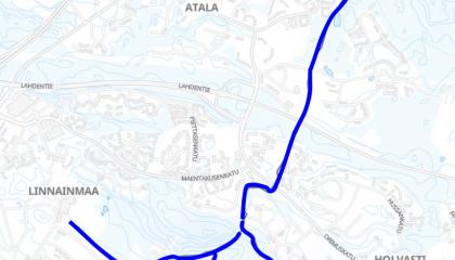 Atala-Leinola-Olkahinen-latureitin kunnostus kartalla.