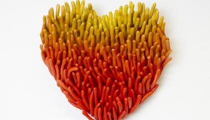 Picture of sunset heart. Heart shaped artwork.