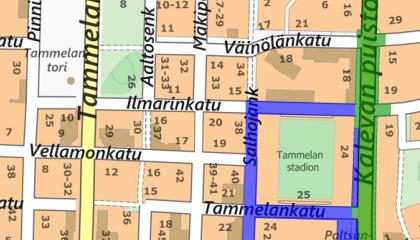 Kartta, jossa rajattu alue merkitty sinisellä.