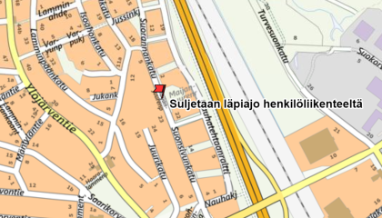 Suonsivunkatu ja Suorannankatu suljetaan läpiajolta