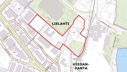 Asemakaava-alue rajattuna kartalle.