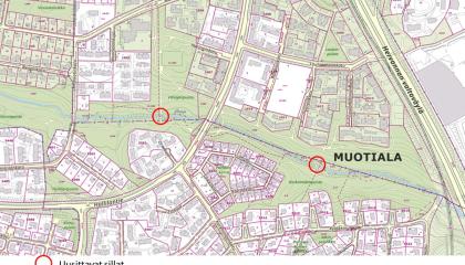 Muotialan uusittavat puusillat kartalla
