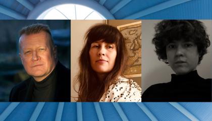 Kolme kasvokuvaa runoilijoista.