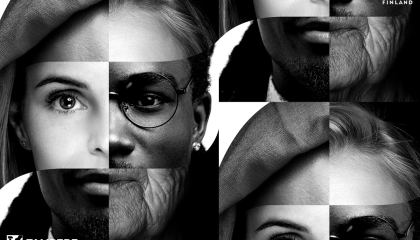 Faces of different colors.