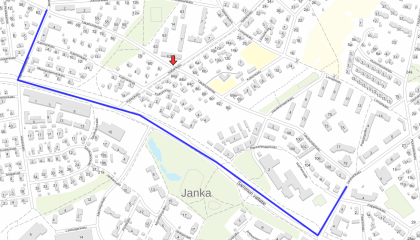 Kiertotie Takahuhdintie-Irjalankatu risteyksen ollessa suljettuna kartalla.