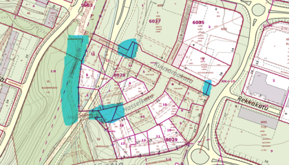 Peltolammin kava-alueen puunkaadot kartalla.